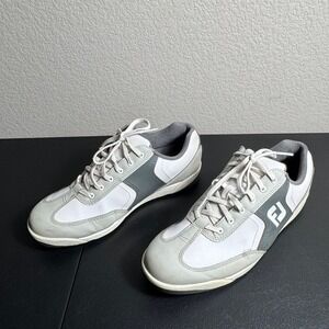 FootJoy GreenJoys Mens 8 Wide White Grey Spikeless Golf Shoes 45332